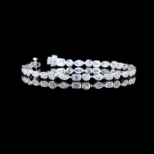 4.69 CT Mixed Shape Lab Grown Diamond Tennis Bracelet in 14K White Gold