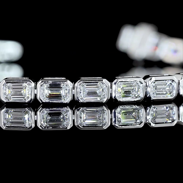 3.70 Carat Emerald Cut Lab Grown Diamond Tennis Bracelet - E-F VS - 14K White Gold - Image 2