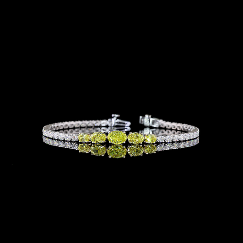 5.62 CT Oval Lab Grown Diamond Riviera Bracelet in Two Tone Gold