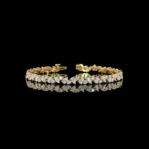 5.8 CT Pear Lab Grown Diamond Tennis Bracelet in 14K Yellow Gold