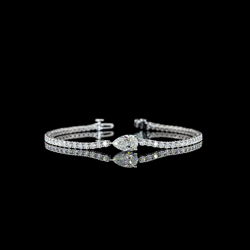 4.52 CT Pear Lab Grown Diamond Tennis Bracelet in 14K White Gold