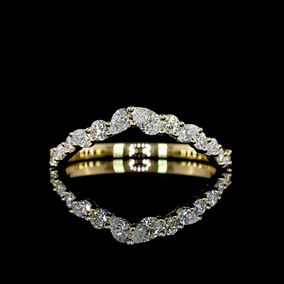 0.45 CT Pear Lab Grown Diamond Half Eternity in 14K Yellow Gold