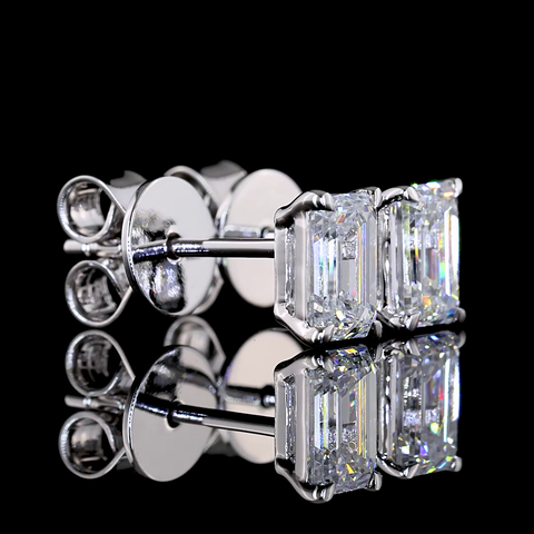 0.97 CT Emerald Lab Grown Diamond Stud Earrings in 14K White Gold