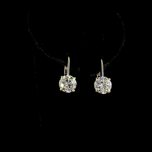4.2 CT Round Lab Grown Diamond Drop Earrings in 14K Yellow Gold