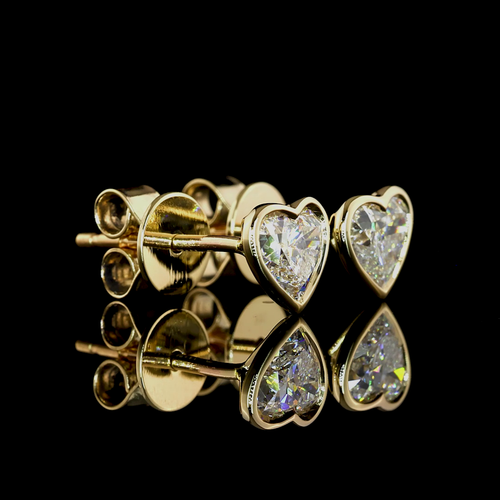 1.03 CT Heart Lab Grown Diamond Stud Earrings in 14K Yellow Gold