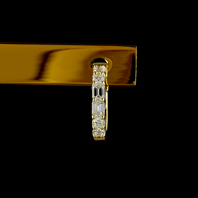 0.41 CT Emerald Lab Grown Diamond Huggie Earrings in 14K Yellow Gold