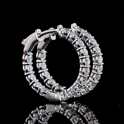 1.73 CT Round Lab Grown Diamond Huggie Earrings in 14K White Gold