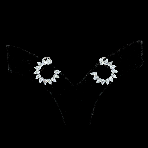 2.75 CT Pear Lab Grown Diamond Designer Earrings in 14K White Gold