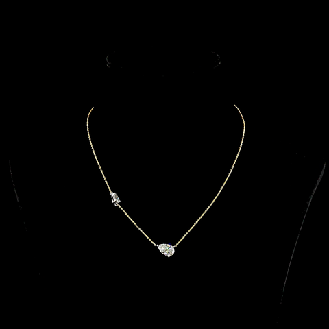 2.63 CT Pear Lab Grown Diamond Station Necklace in 18K Two Tone Gold