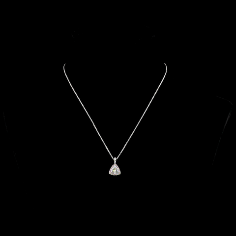 1.31 CT Triangle Lab Grown Diamond Halo Pendant in 14K White Gold
