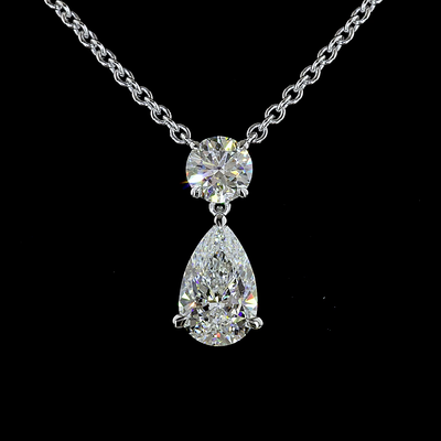 2.43 CT Pear Lab Grown Diamond Pendant in 14K White Gold – close-up