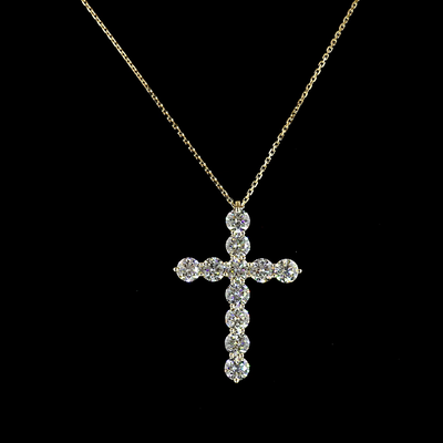 3.04 CT Round Lab Grown Diamond Cross Pendant in 14K Yellow Gold