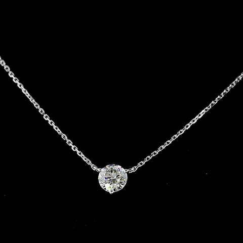 0.6 CT Round Lab Grown Diamond Solitaire Pendant in 14K White Gold