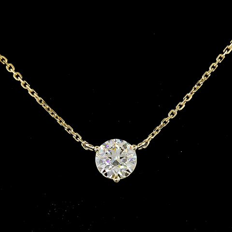 0.6 CT Round Lab Grown Diamond Solitaire Pendant in 14K Yellow Gold