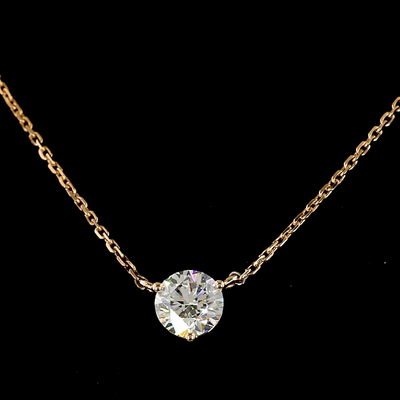 0.63 CT Round Lab Grown Diamond Pendant in 14K Rose Gold