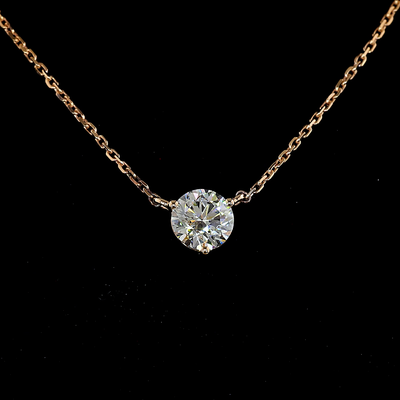0.63 CT Round Lab Grown Diamond Pendant in 14K Rose Gold