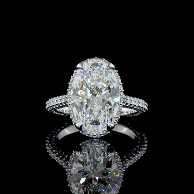 6.48 CT Oval Lab Grown Diamond Engagement Ring in 18K White Gold