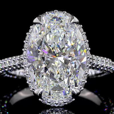 6.48 CT Oval Lab Grown Diamond Engagement Ring in 18K White Gold