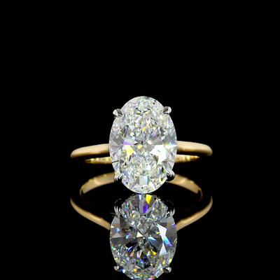 3.69 CT Oval Lab Grown Diamond Engagement Ring in 18K Yellow Gold – Platinum