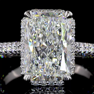 5.46 CT Radiant Lab Grown Diamond Engagement Ring in 18K White Gold