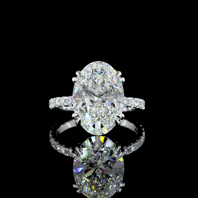 6.78 CT Oval Lab Grown Diamond Engagement Ring in 14K White Gold