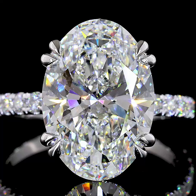 6.78 CT Oval Lab Grown Diamond Engagement Ring in 14K White Gold