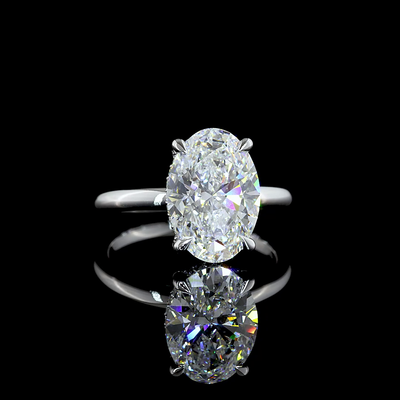 4.18 CT Oval Lab Grown Diamond Engagement Ring in 14K White Gold