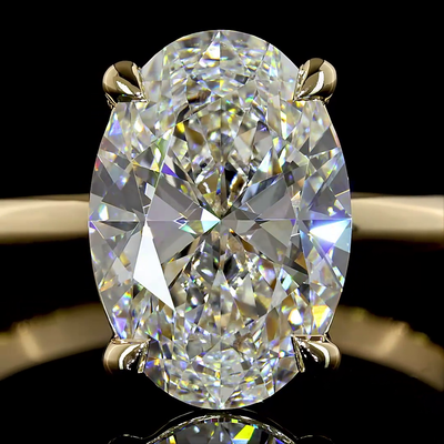 3.01 CT Oval Lab Grown Diamond Engagement Ring in 14K Yellow Gold
