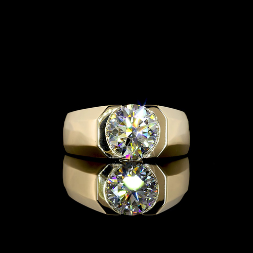 2.56 CT Round Lab Grown Diamond Engagement Ring in 14K Yellow Gold