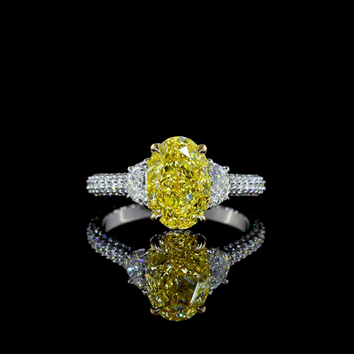 3.63 CT Oval Lab Grown Diamond Engagement Ring in 14K Two Tone