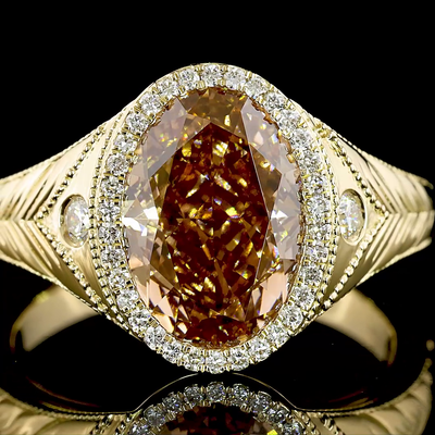3.54 CT Oval Lab Grown Diamond Ring in 14K Yellow Gold