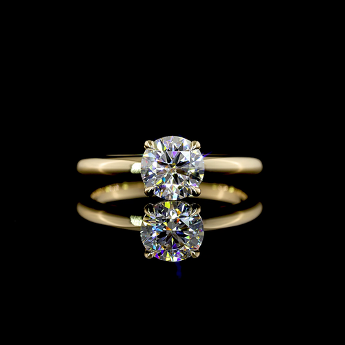 1 CT Round Lab Grown Diamond Engagement Ring in 14K Yellow Gold