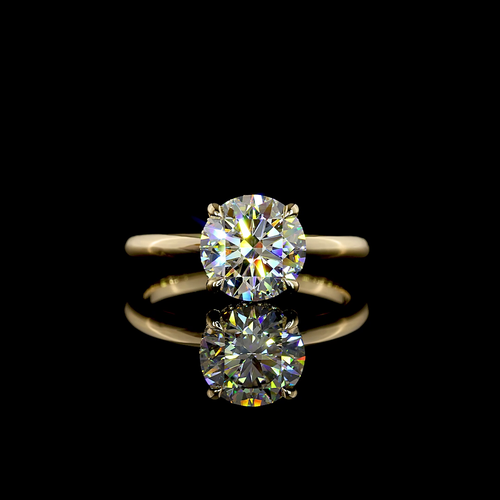 2.16 CT Round Lab Grown Diamond Engagement Ring in 14K Yellow Gold