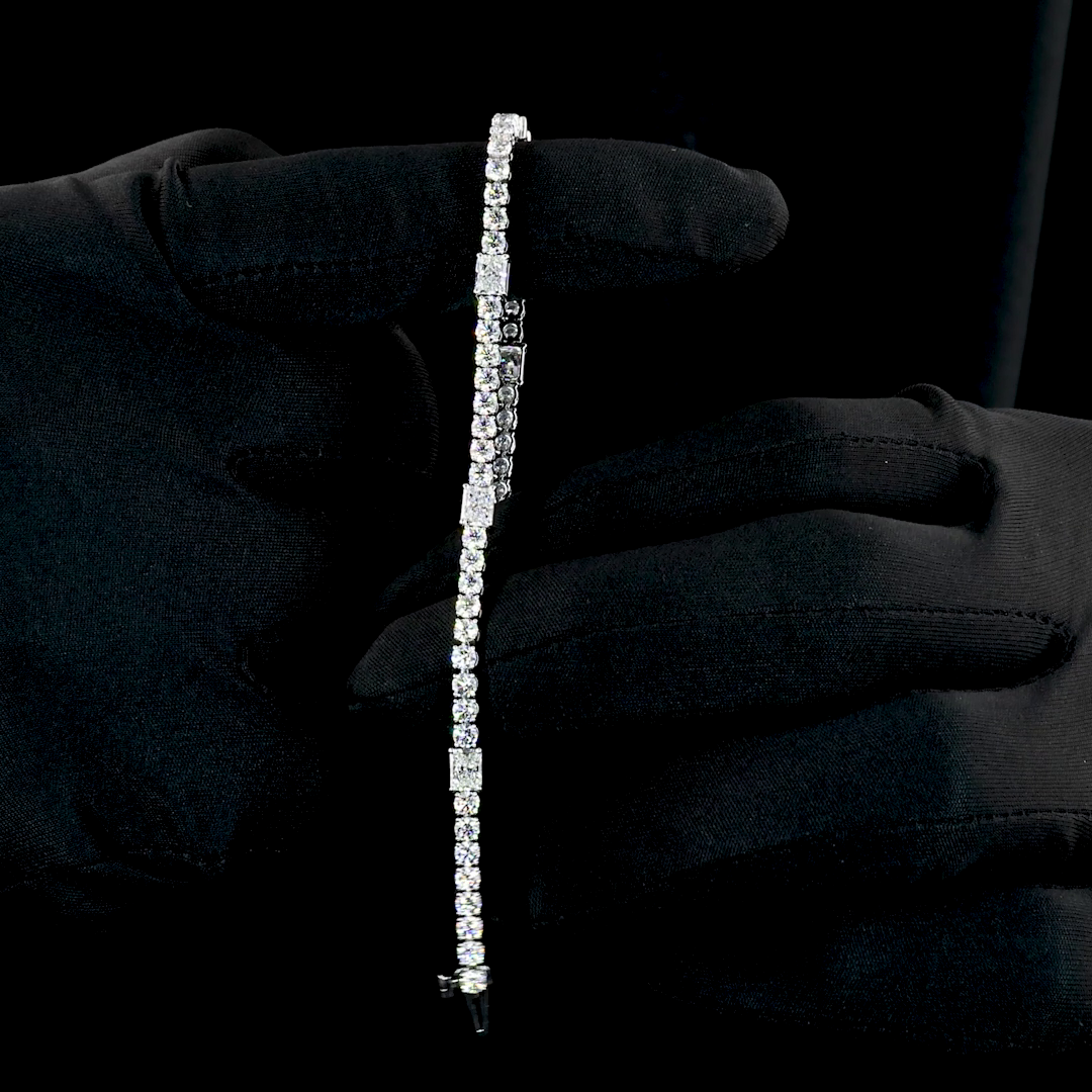 11.3 CT Radiant Lab Grown Diamond Tennis Bracelet in 28 – worn on wrist