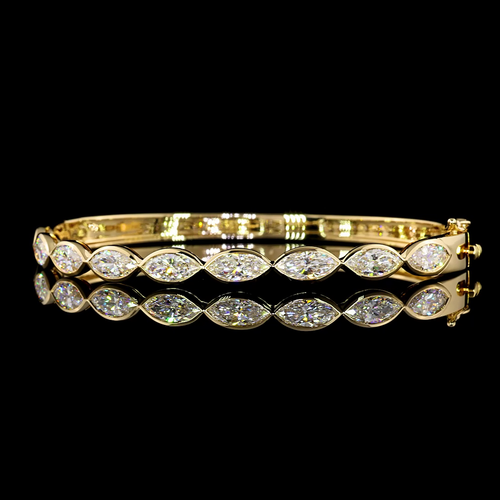 4.29 CT Marquise Lab Grown Diamond Bangle Bracelet in 14K Yellow Gold