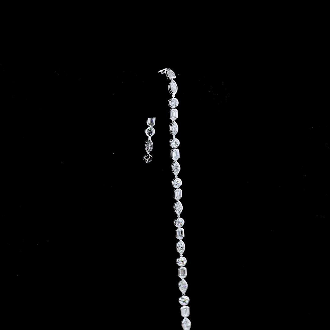 4.69 CT Mixed Shape Lab Grown Diamond Tennis Bracelet in 14K White Gold – worn on wrist