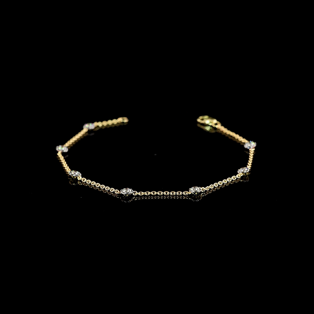 0.65 CT Round Lab Grown Diamond Station Bracelet in 14K Yellow Gold