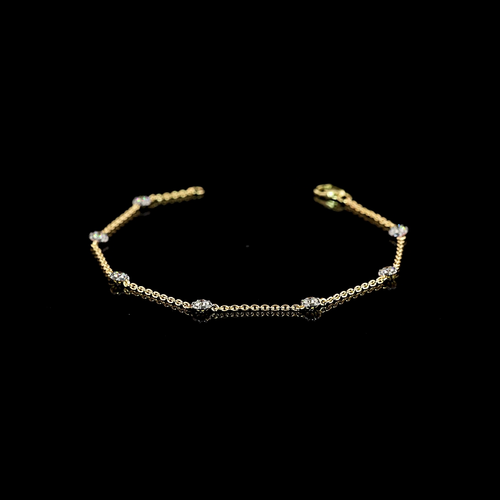 0.65 CT Round Lab Grown Diamond Station Bracelet in 14K Yellow Gold