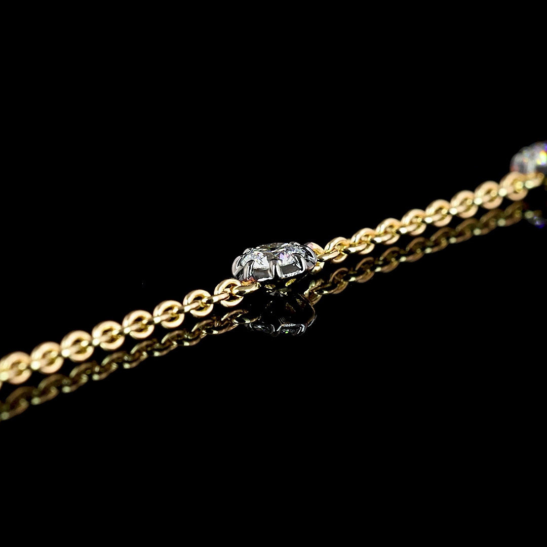 0.65 CT Round Lab Grown Diamond Station Bracelet in 14K Yellow Gold