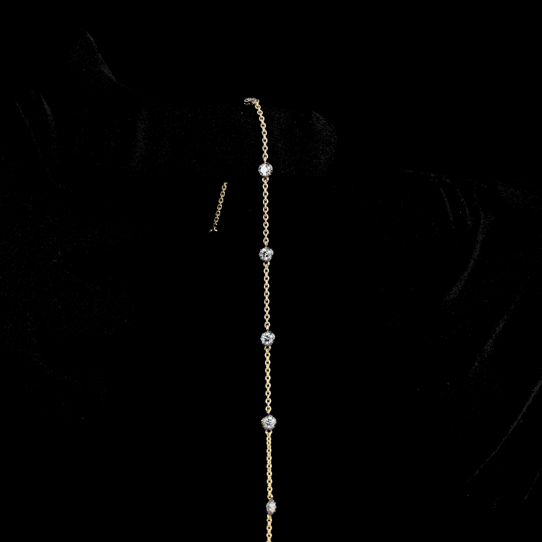 0.65 CT Round Lab Grown Diamond Station Bracelet in 14K Yellow Gold