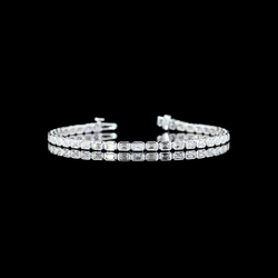 3.7 CT Emerald Lab Grown Diamond Tennis Bracelet in 14K White Gold