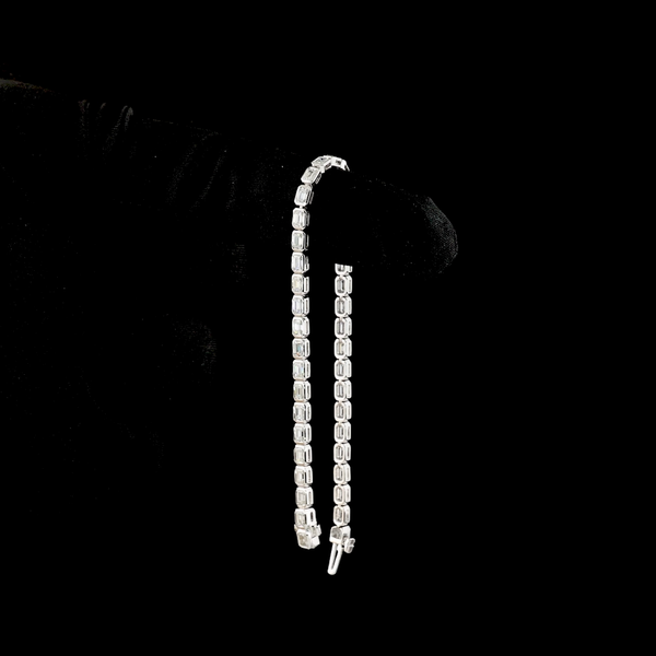 3.70 Carat Emerald Cut Lab Grown Diamond Tennis Bracelet - E-F VS - 14K White Gold - Image 3