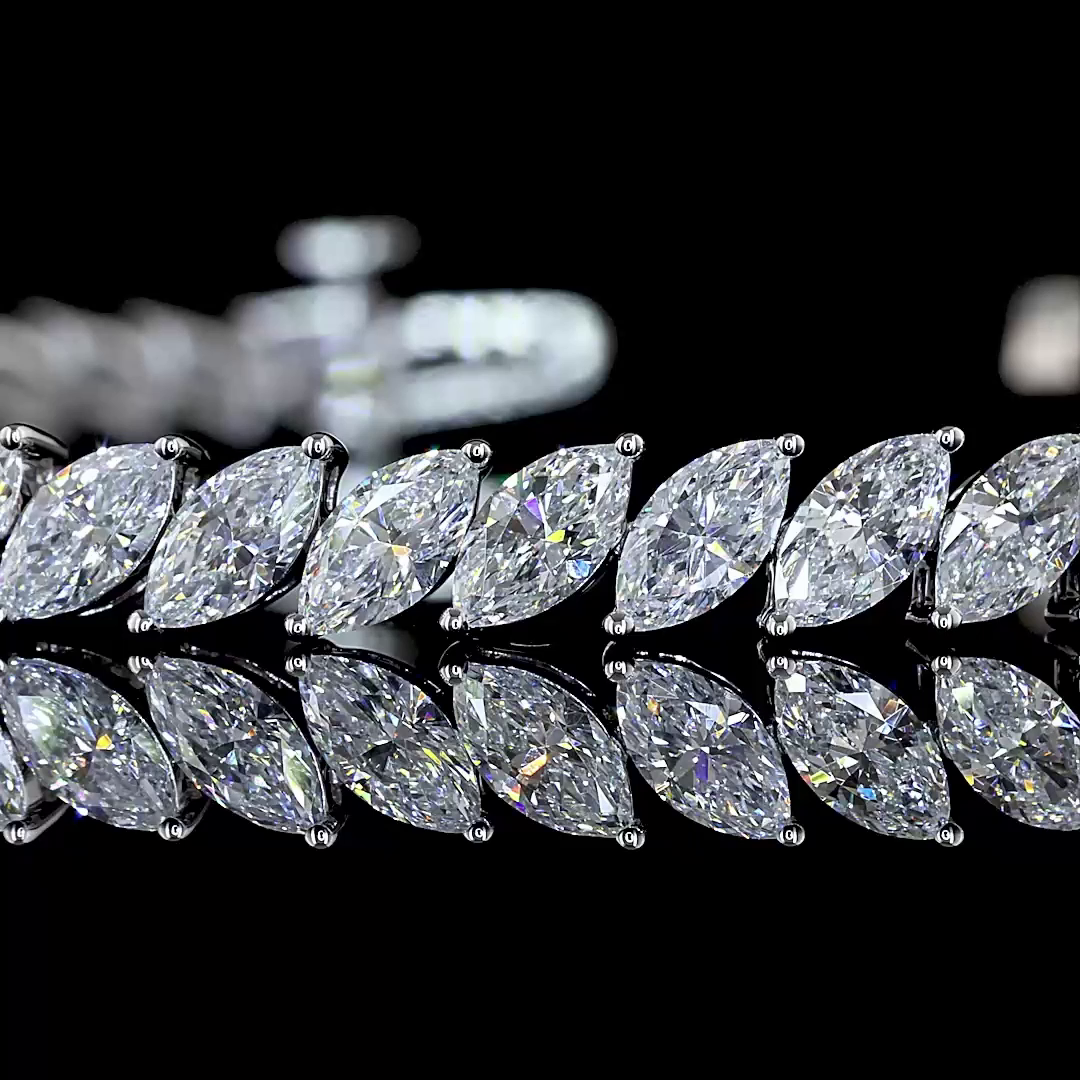 6.65 CT Marquise Lab Grown Diamond Tennis Bracelet in 14K White Gold – close-up
