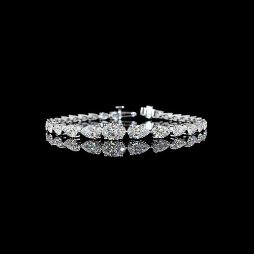 8.61 CT Pear Lab Grown Diamond Tennis Bracelet in 14K White Gold
