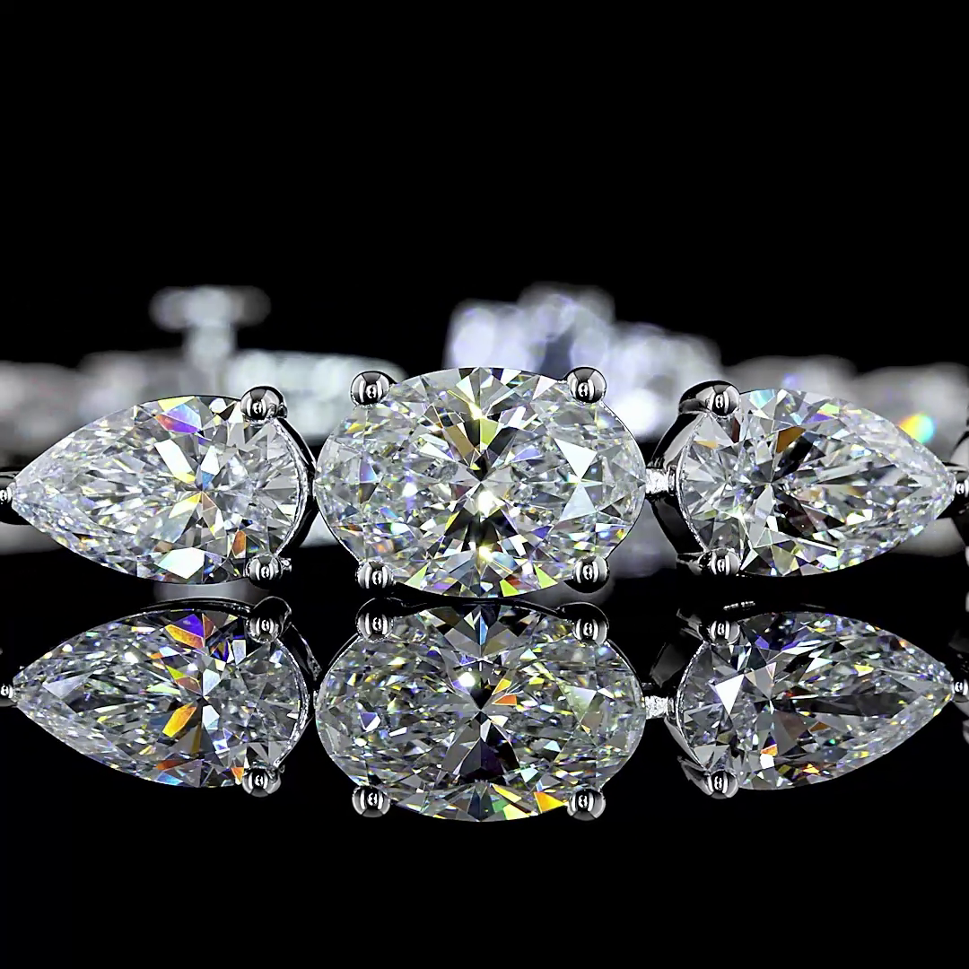 8.61 CT Pear Lab Grown Diamond Tennis Bracelet in 14K White Gold – close-up