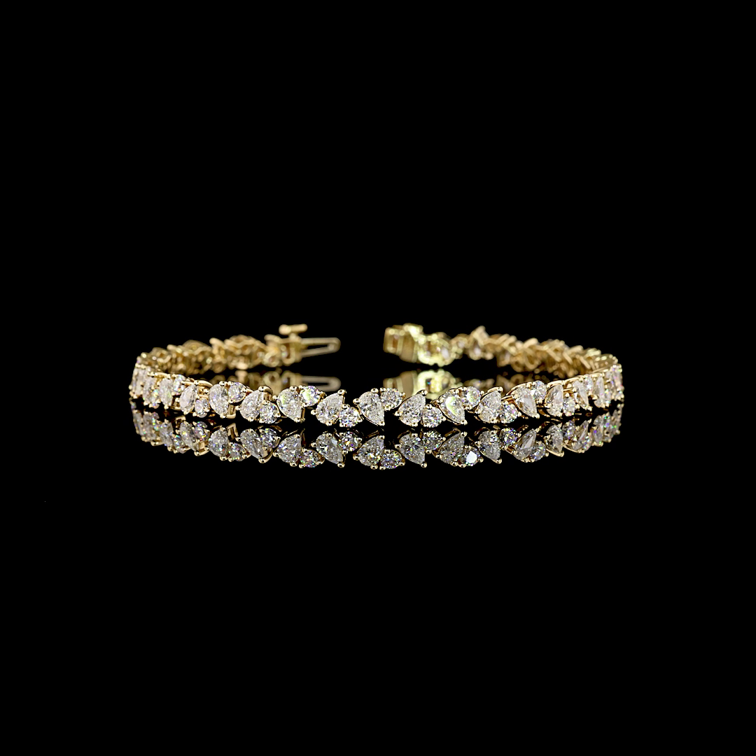 5.8 CT Pear Lab Grown Diamond Tennis Bracelet in 14K Yellow Gold