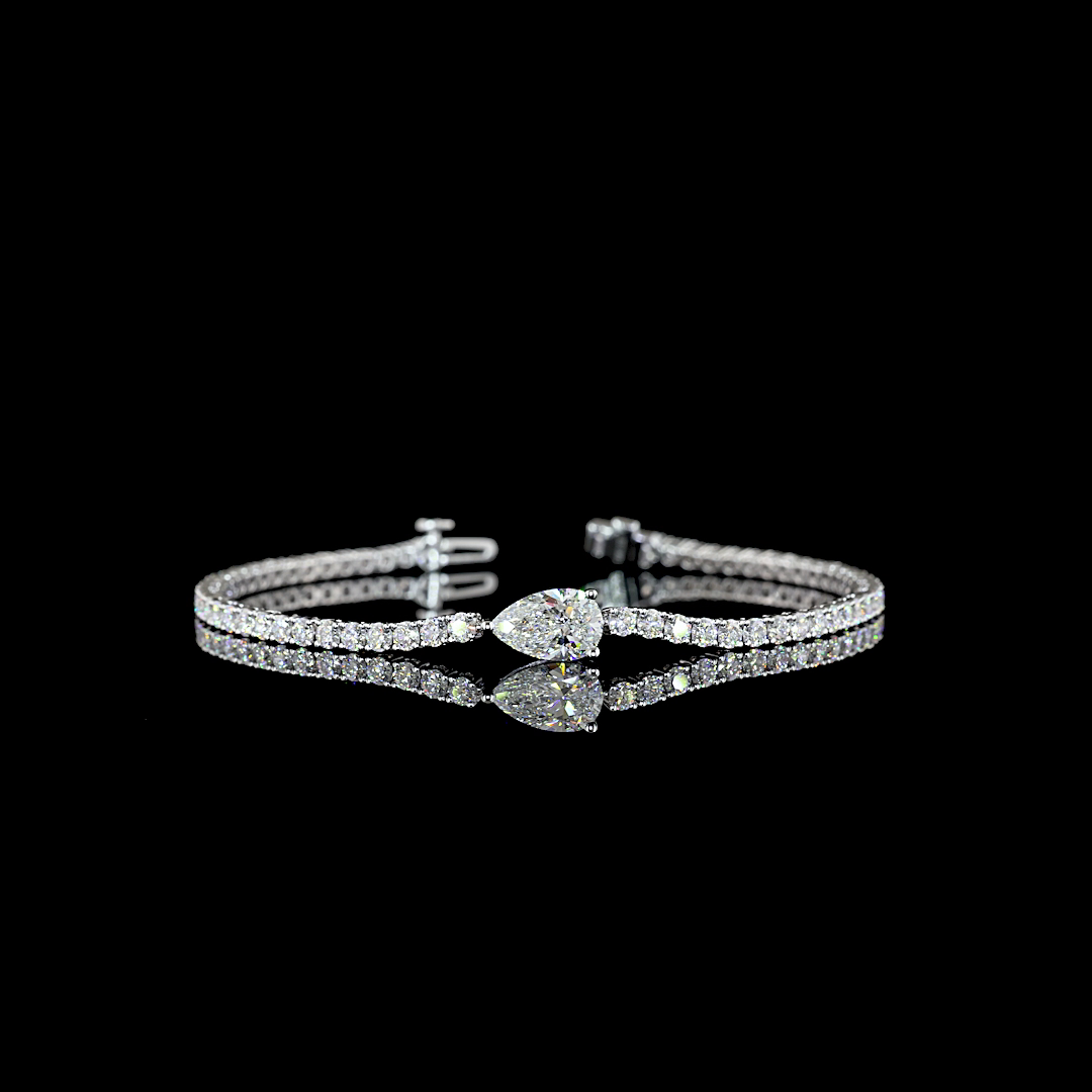 4.52 CT Pear Lab Grown Diamond Tennis Bracelet in 14K White Gold