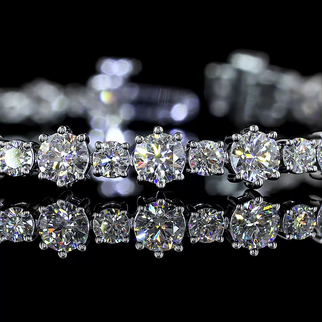 5.8 CT Round Brilliant Lab Grown Diamond Tennis Bracelet in 14K White Gold – close-up