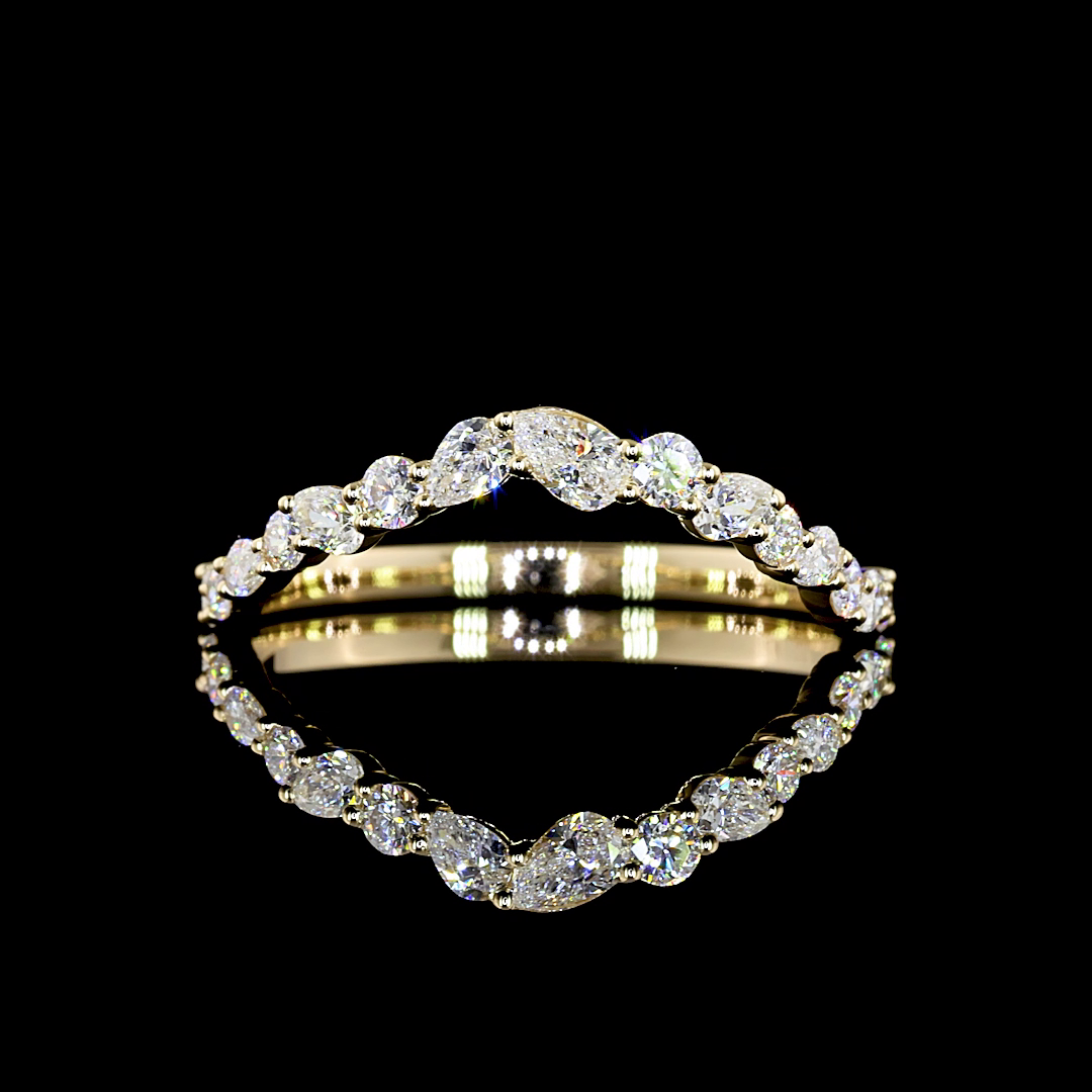 0.42 CT Pear Lab Grown Diamond Half Eternity in 14K Yellow Gold