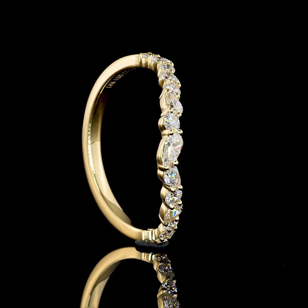 0.42 CT Pear Lab Grown Diamond Half Eternity in 14K Yellow Gold